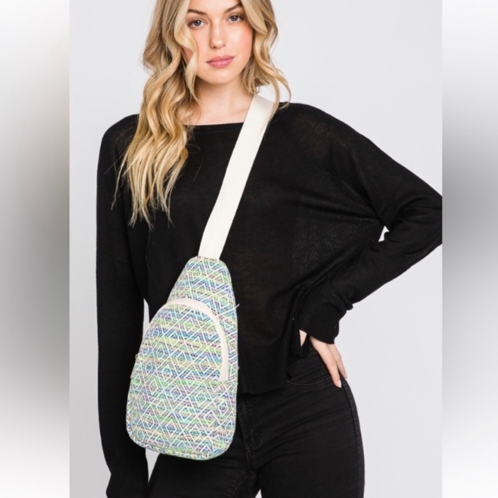 Aztec Print Crossbody Sling Bag Lightweight Geometric Backpack Travel Bag - Picture 4 of 11